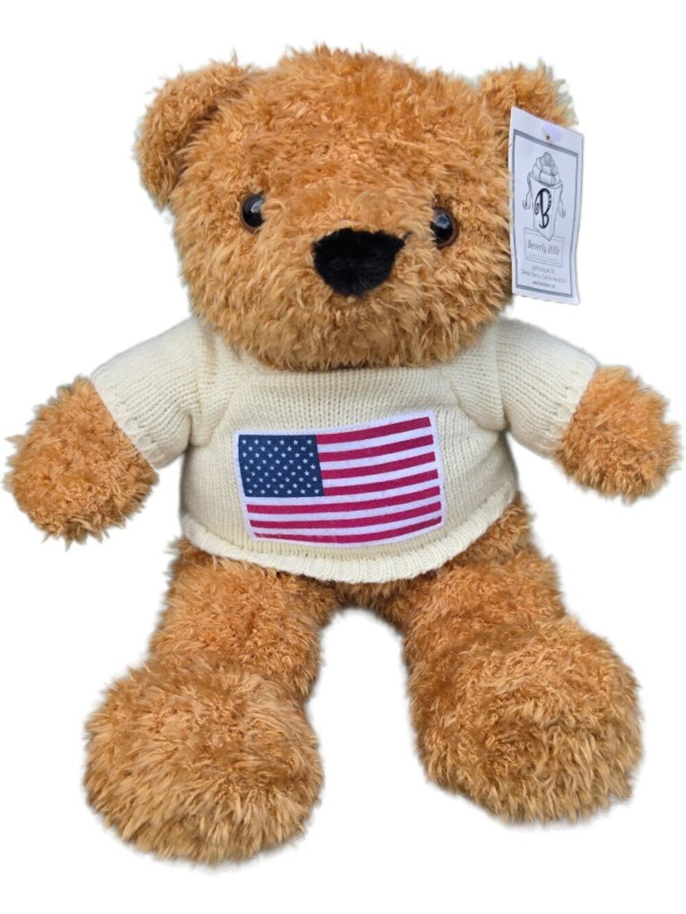 NWT Beverly Hills Teddy Bear Co USA Flag Sweater Plush 15"